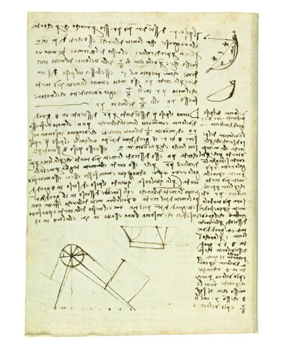 Codex over de vlucht van vogels, Folio 1 verso door Leonardo da Vinci